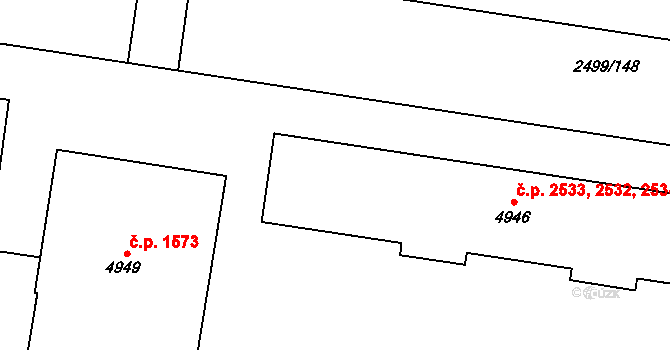 Zelené Předměstí 2532,2533,2534,2535, Pardubice na parcele st. 4946 v KÚ Pardubice, Katastrální mapa