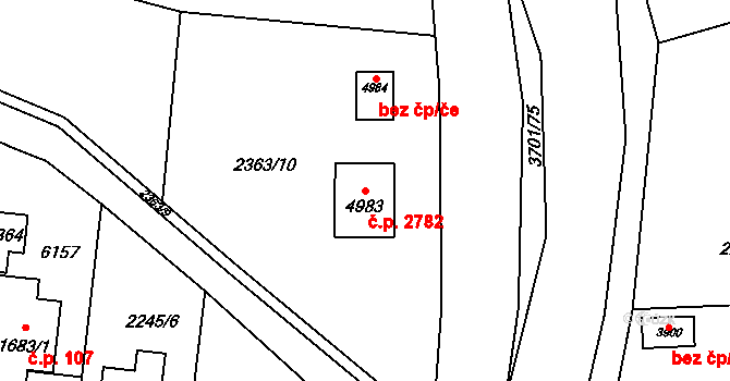 Rožnov pod Radhoštěm 2782 na parcele st. 4983 v KÚ Rožnov pod Radhoštěm, Katastrální mapa