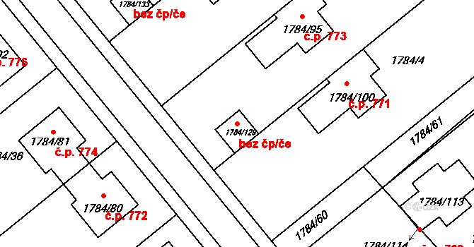 Lednice 82147043 na parcele st. 1784/129 v KÚ Lednice na Moravě, Katastrální mapa