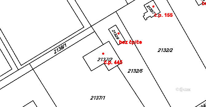 Dolní Suchá 445, Havířov na parcele st. 2137/2 v KÚ Dolní Suchá, Katastrální mapa