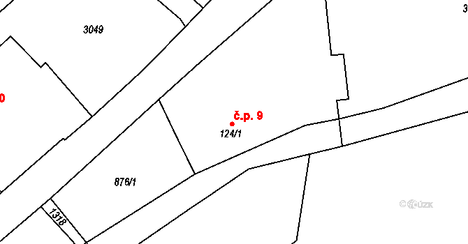 Masty 9, Bílý Újezd na parcele st. 124/1 v KÚ Masty, Katastrální mapa
