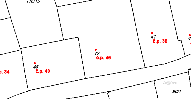 Lipovka 46, Rychnov nad Kněžnou na parcele st. 42 v KÚ Lipovka u Rychnova nad Kněžnou, Katastrální mapa