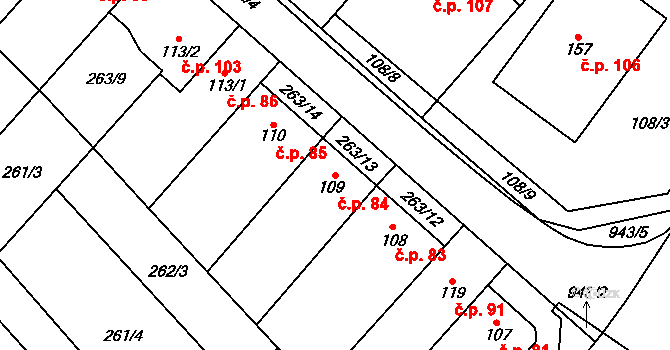 Hlinsko pod Hostýnem 84, Bystřice pod Hostýnem na parcele st. 109 v KÚ Hlinsko pod Hostýnem, Katastrální mapa