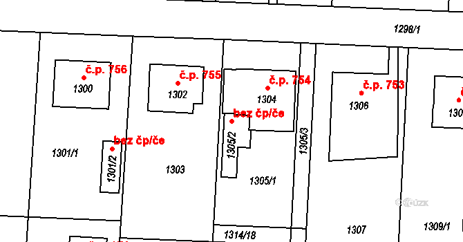 Bludov 102723044 na parcele st. 1305/2 v KÚ Bludov, Katastrální mapa