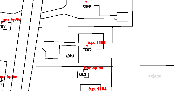 Stonava 1188 na parcele st. 129/5 v KÚ Stonava, Katastrální mapa