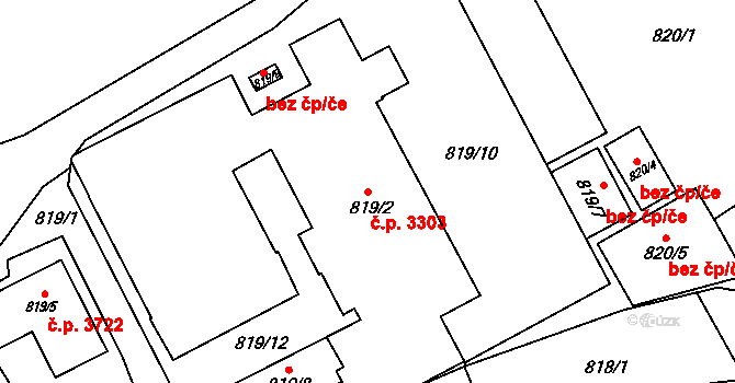 Znojmo 3303 na parcele st. 819/2 v KÚ Znojmo-město, Katastrální mapa