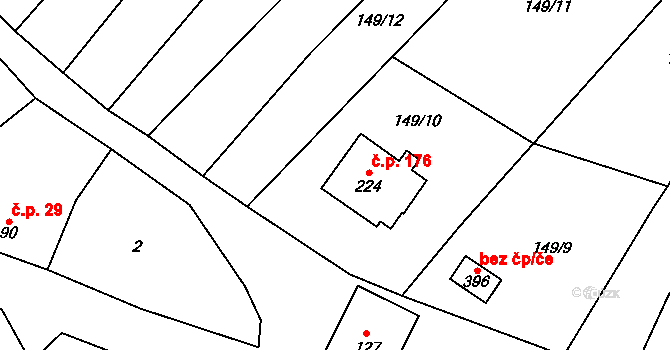 Opatovice 176 na parcele st. 224 v KÚ Opatovice u Hranic, Katastrální mapa