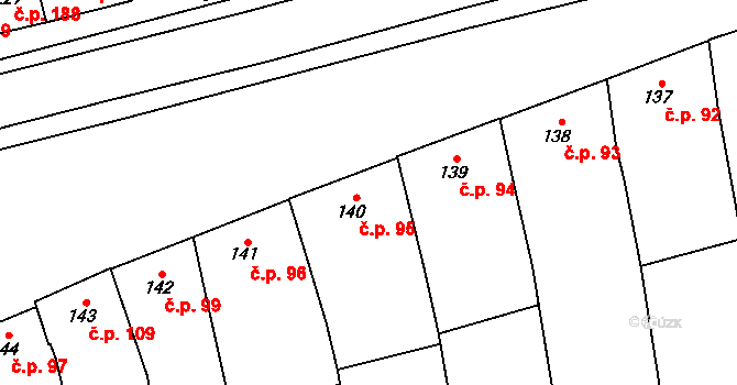 Rokytnice 95 na parcele st. 140 v KÚ Rokytnice u Přerova, Katastrální mapa