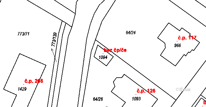 Velké Popovice 118287044 na parcele st. 1094 v KÚ Velké Popovice, Katastrální mapa