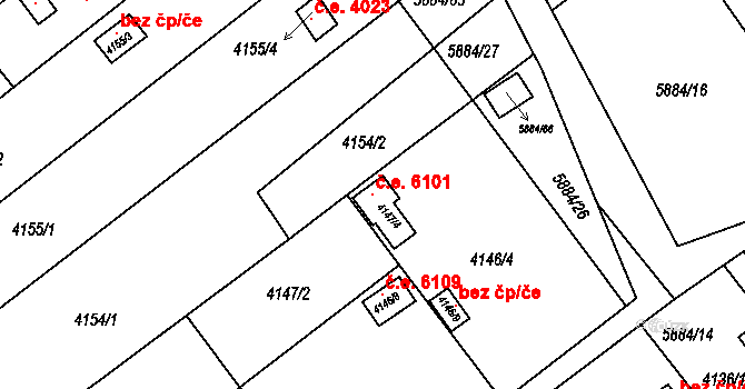 Znojmo 6101 na parcele st. 4147/4 v KÚ Znojmo-město, Katastrální mapa
