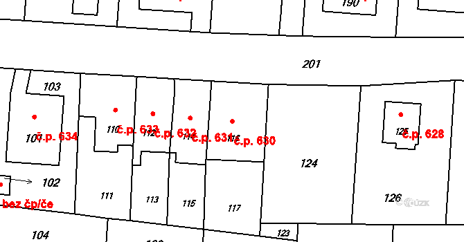 Horní Těrlicko 630, Těrlicko na parcele st. 116 v KÚ Horní Těrlicko, Katastrální mapa