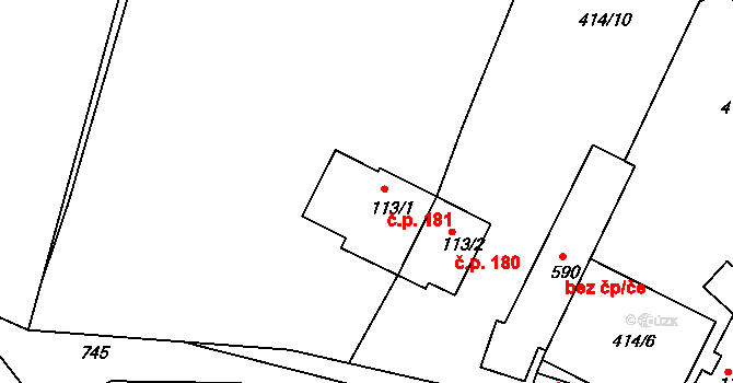 Ládví 181, Kamenice na parcele st. 113/1 v KÚ Ládví, Katastrální mapa