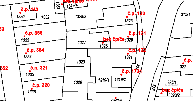 Švermov 647, Kladno na parcele st. 1322 v KÚ Motyčín, Katastrální mapa