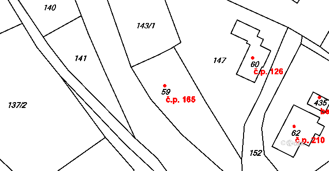 Václavice 165, Hrádek nad Nisou na parcele st. 59 v KÚ Václavice u Hrádku nad Nisou, Katastrální mapa