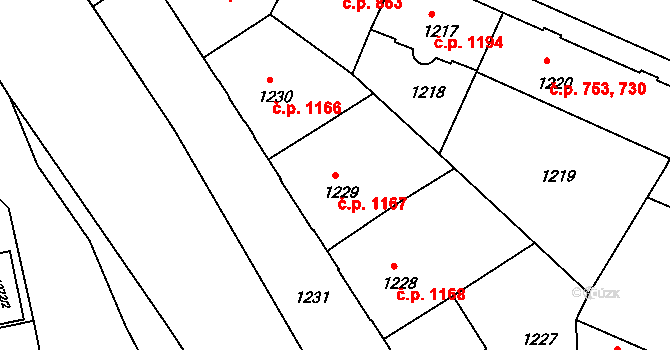 Děčín IV-Podmokly 1167, Děčín na parcele st. 1229 v KÚ Podmokly, Katastrální mapa