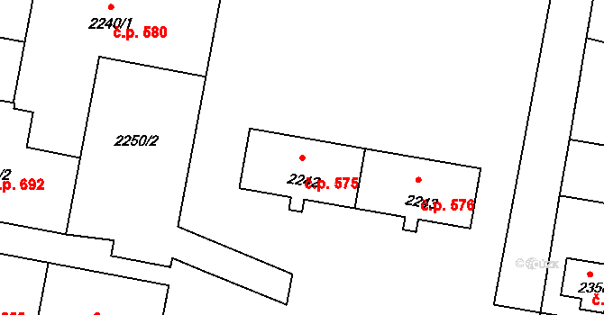 Mimoň I 575, Mimoň na parcele st. 2242 v KÚ Mimoň, Katastrální mapa