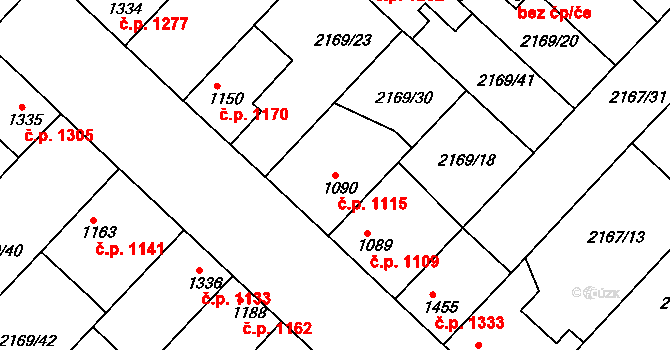 Lysá nad Labem 1115 na parcele st. 1090 v KÚ Lysá nad Labem, Katastrální mapa