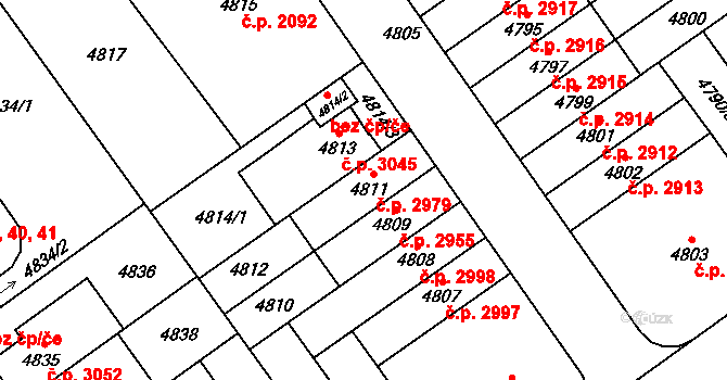 Židenice 2979, Brno na parcele st. 4811 v KÚ Židenice, Katastrální mapa