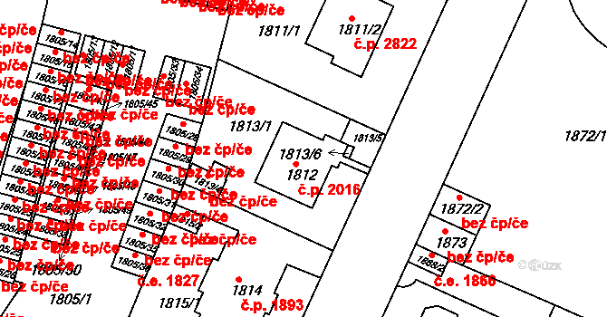 Teplice 2016 na parcele st. 1812 v KÚ Teplice, Katastrální mapa