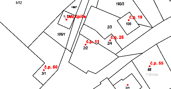 Litostrov 11 na parcele st. 2/2 v KÚ Litostrov, Katastrální mapa