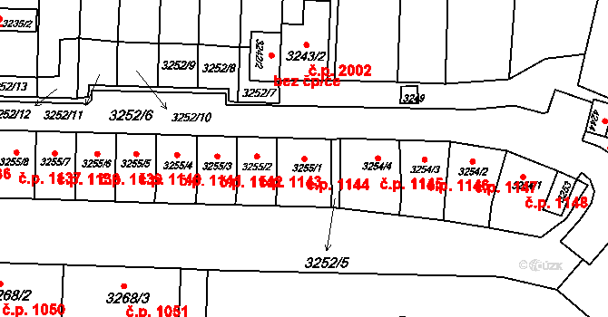 Kuřim 1144 na parcele st. 3255/1 v KÚ Kuřim, Katastrální mapa
