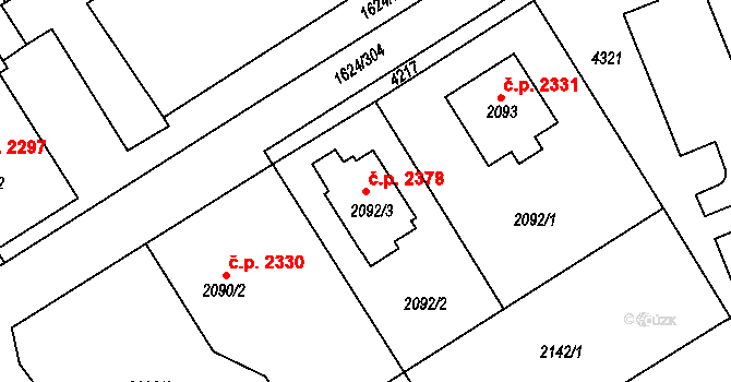 Mizerov 2378, Karviná na parcele st. 2092/3 v KÚ Karviná-město, Katastrální mapa
