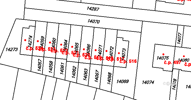 Doudlevce 518, Plzeň na parcele st. 14071 v KÚ Plzeň, Katastrální mapa