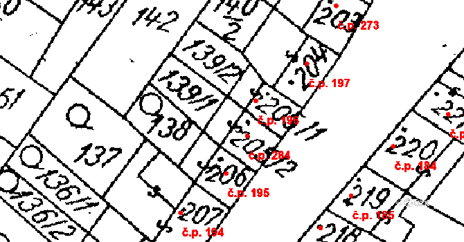 Žiželice 284 na parcele st. 205/2 v KÚ Žiželice nad Cidlinou, Katastrální mapa