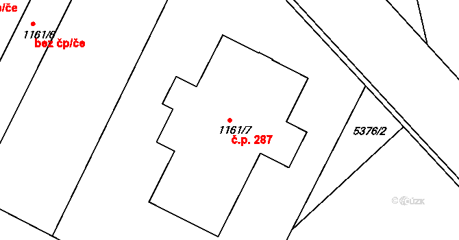 Hořejší Předměstí 287, Domažlice na parcele st. 1161/7 v KÚ Domažlice, Katastrální mapa