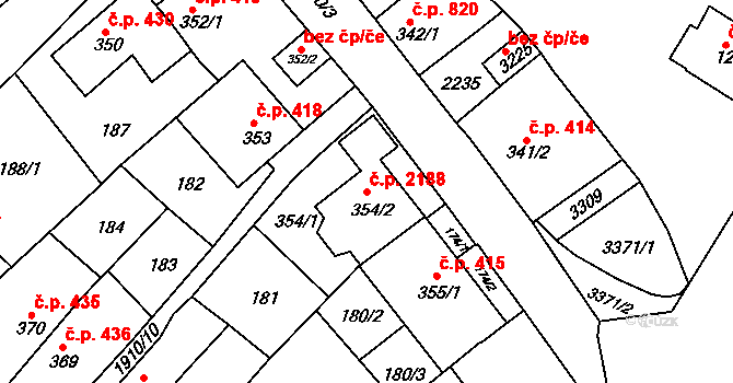 Předměstí 2188, Svitavy na parcele st. 354/2 v KÚ Svitavy-předměstí, Katastrální mapa