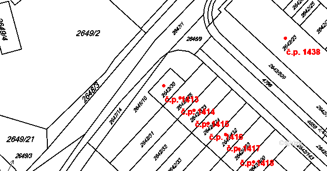Kuřim 1413 na parcele st. 2642/30 v KÚ Kuřim, Katastrální mapa