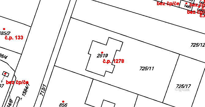 Litovel 1278 na parcele st. 2819 v KÚ Litovel, Katastrální mapa