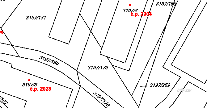 Pelhřimov 2304 na parcele st. 3197/8 v KÚ Pelhřimov, Katastrální mapa