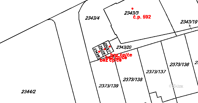 Opava 38097044 na parcele st. 2343/9 v KÚ Opava-Předměstí, Katastrální mapa