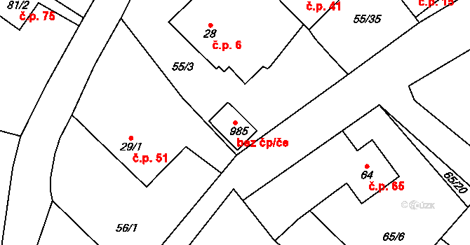 Ždírec nad Doubravou 38728044 na parcele st. 985 v KÚ Ždírec nad Doubravou, Katastrální mapa