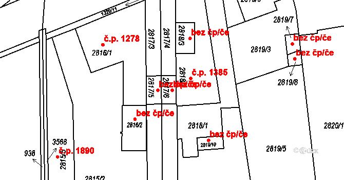 Holešov 41053044 na parcele st. 2817/6 v KÚ Holešov, Katastrální mapa