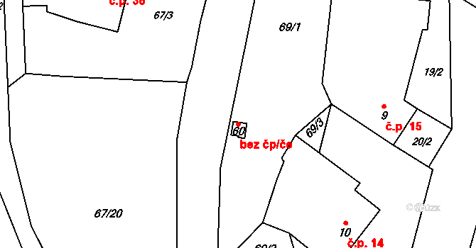 Pelhřimov 45283044 na parcele st. 60 v KÚ Skrýšov u Pelhřimova, Katastrální mapa