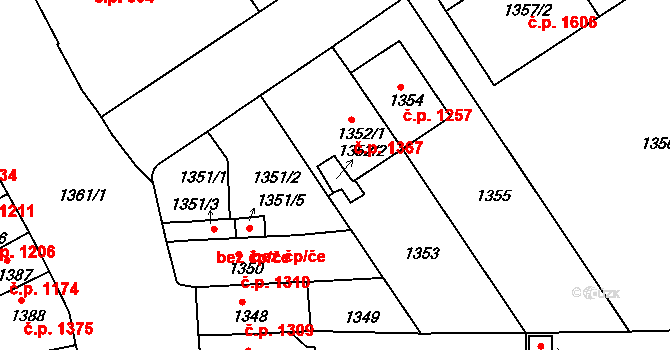 Brno 45555044 na parcele st. 1352/2 v KÚ Husovice, Katastrální mapa