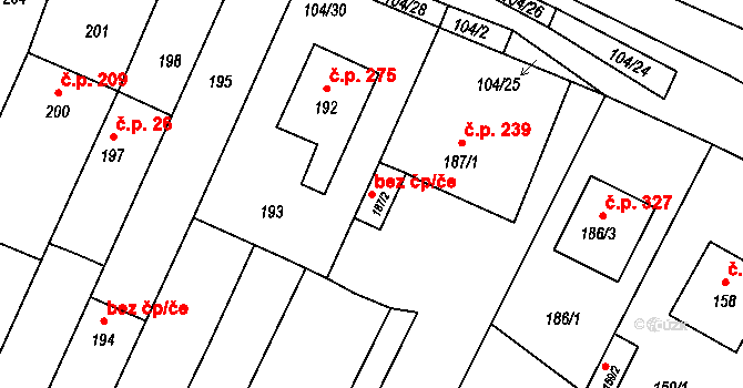 Bystřice pod Hostýnem 47557044 na parcele st. 187/2 v KÚ Rychlov u Bystřice pod Hostýnem, Katastrální mapa