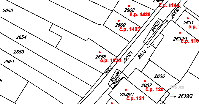 Kunovice 1030 na parcele st. 2655 v KÚ Kunovice u Uherského Hradiště, Katastrální mapa