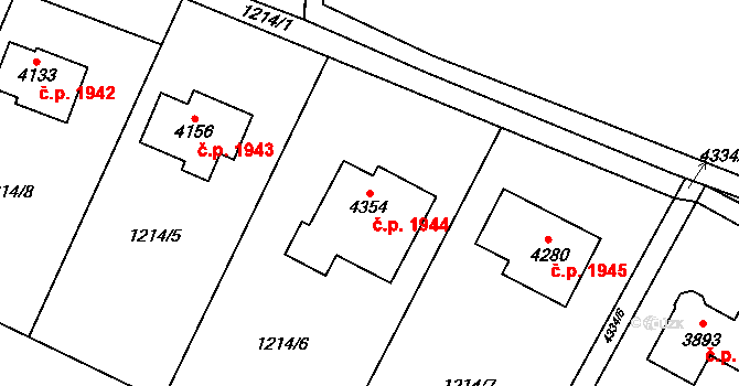 Frenštát pod Radhoštěm 1944 na parcele st. 4354 v KÚ Frenštát pod Radhoštěm, Katastrální mapa