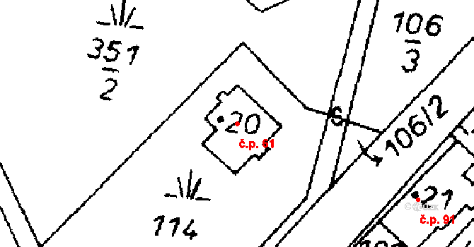 Heřmanice 61, Králíky na parcele st. 20 v KÚ Heřmanice u Králík, Katastrální mapa