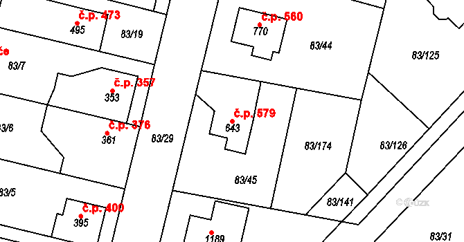 Lobeček 579, Kralupy nad Vltavou na parcele st. 643 v KÚ Lobeček, Katastrální mapa