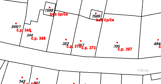 Kdyně 372 na parcele st. 351 v KÚ Kdyně, Katastrální mapa