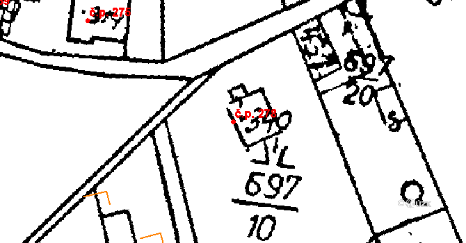 Dlouhá Ves 278 na parcele st. 340 v KÚ Dlouhá Ves u Sušice, Katastrální mapa