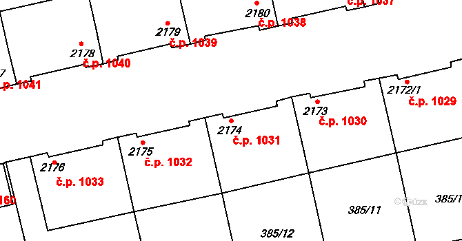 Sušice II 1031, Sušice na parcele st. 2174 v KÚ Sušice nad Otavou, Katastrální mapa