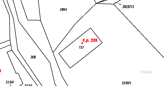 Šonov 226 na parcele st. 157 v KÚ Šonov u Broumova, Katastrální mapa