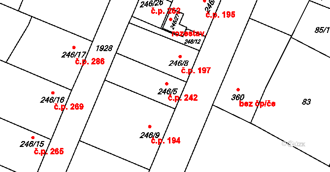 Kolešovice 242 na parcele st. 246/5 v KÚ Kolešovice, Katastrální mapa