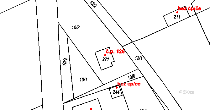 Slabce 126 na parcele st. 271 v KÚ Slabce, Katastrální mapa