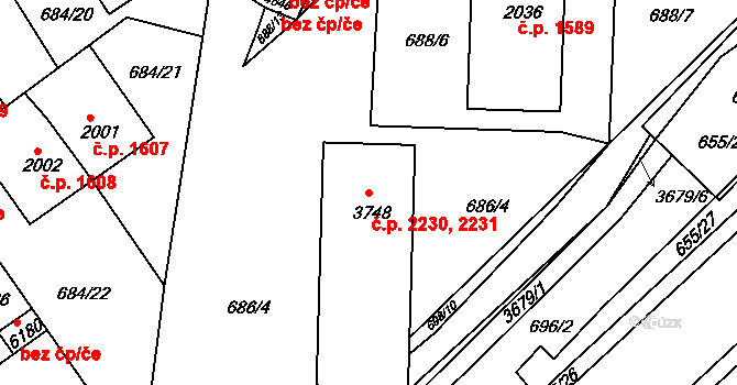 Rakovník II 2230,2231, Rakovník na parcele st. 3748 v KÚ Rakovník, Katastrální mapa